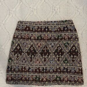 Blue Rain Geometric Embroidered Mini Skirt